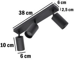 Stropné nástenné svietidlo 3x GU10 SPOT LED QUALIS III Black