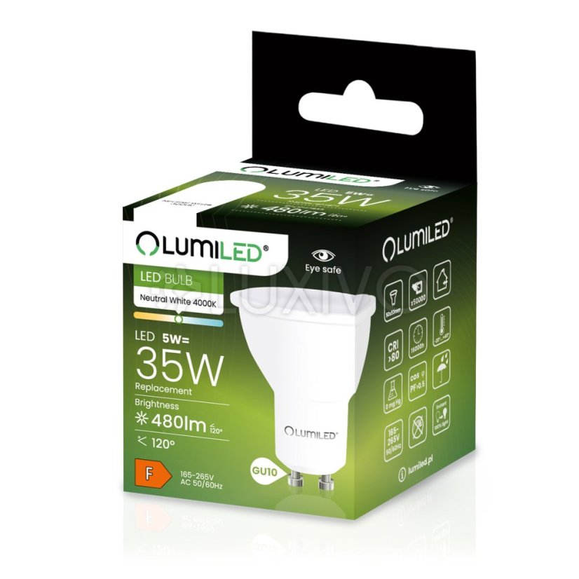 LED žiarovka GU10 5W = 35W 470lm 4000K Neutrálna 120° LUMILED