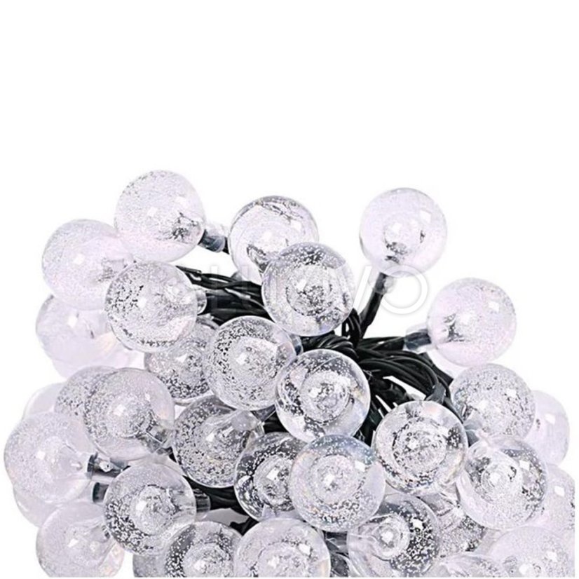 Solárna záhradná okrasná girlanda Svetelná reťaz 20 guličiek Teplá farba 400 cm