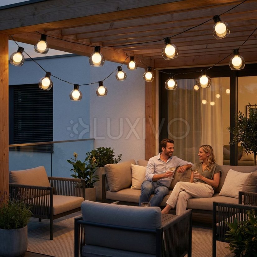 Záhradná solárna girlanda 10x LED dekoratívne svetielka 4, 7m 3000K teplá PERLA Lumiled