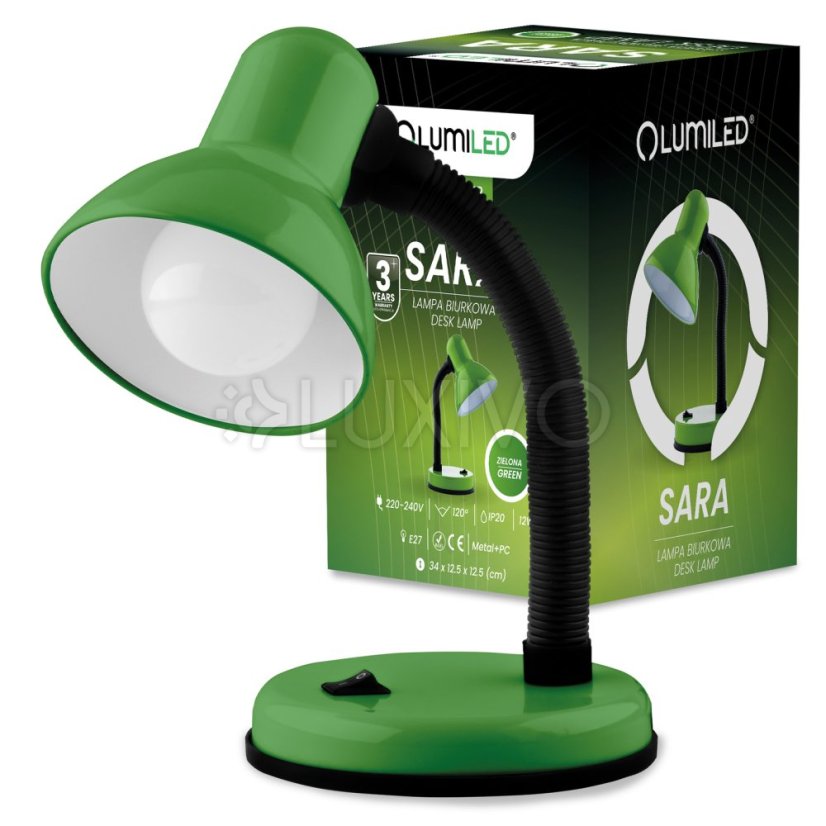 Nastaviteľná školská stolová lampa E27 zelená