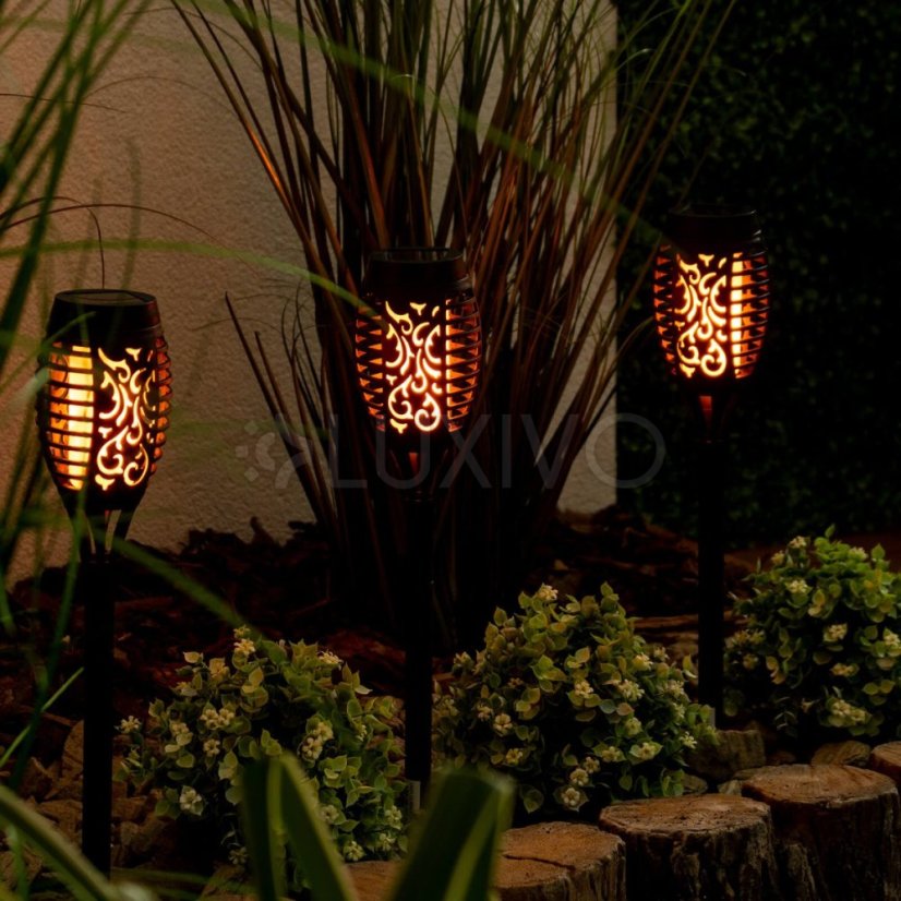 LED IGNIS Solárne záhradné svietidlo s efektom plameňa 50 cm LUMILED