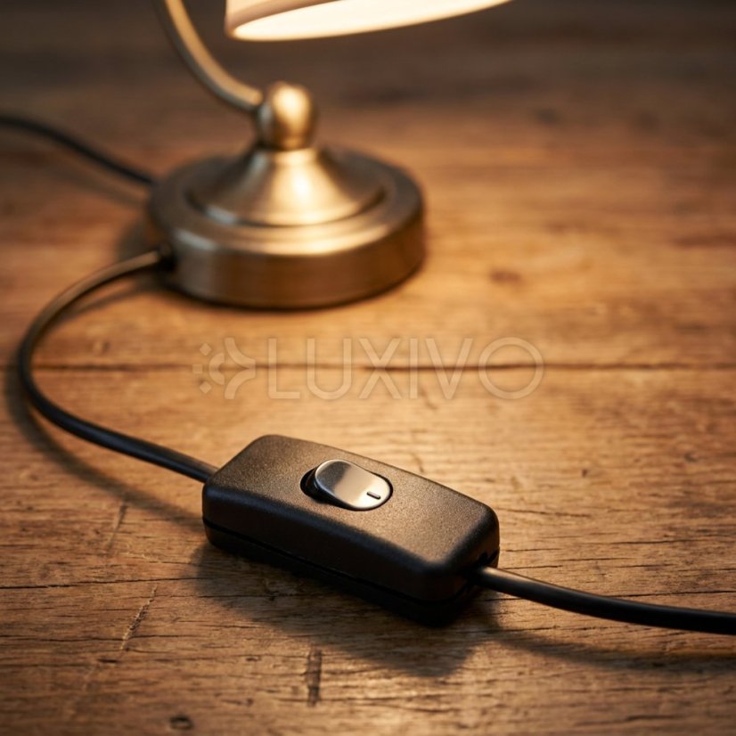 Vypínač prepínač kolískový na kábel západkový čierny Lumiled