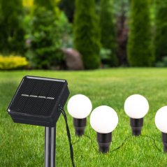 Solárna vonkajšia záhradná girlanda 6x LED 3000K so súmrakovým senzorom Biela čierna IP44 Sanico Goldlux