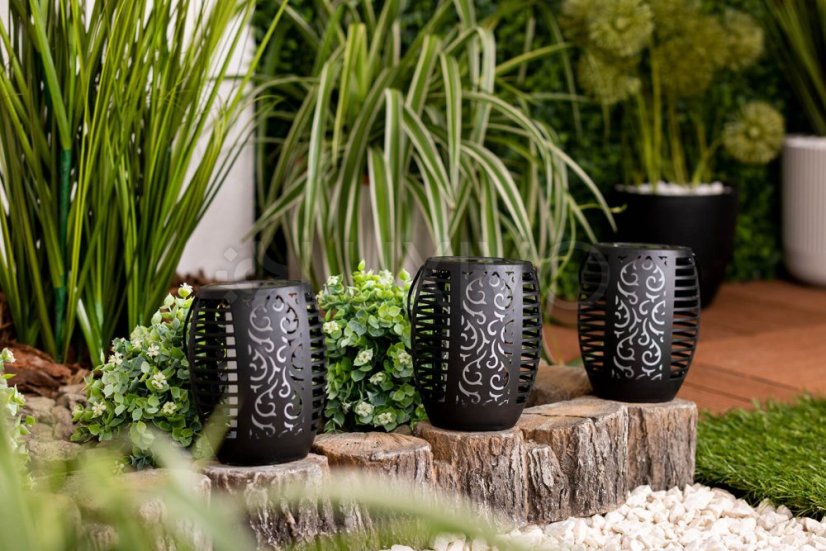 LED solárne záhradné závesné svietidlo IGNIS Flame IP44 1800K LUMILED