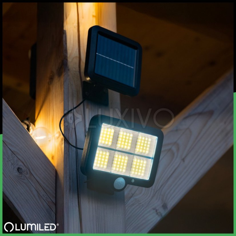 Solárne reflektory LED Halogénová záhradná lampa 6500K IP65 Senzor pohybu a súmraku DECRO LUMILED