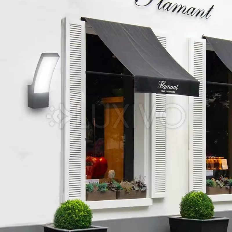 LED vonkajšie nástenné svietidlo čierne Nástenné svietidlo 10W 4000K IP44 LOGIA LUMILED