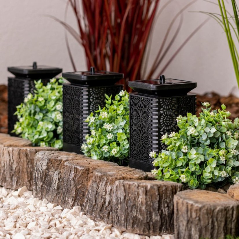 Záhradný lampáš LED Solar Decorative Flame Square 17cm