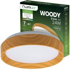 LED stropné svietidlo panelové nástenné lampa stropná oprawa WOODY 24W 4000K okrúhle IP44 32cm LUMILED