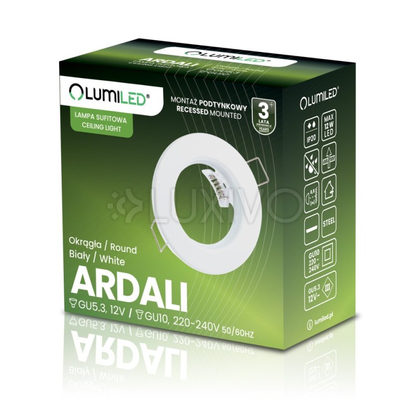 Zapustené halogénové svietidlo okrúhle biela GU10 MR16 ARDALI LUMILED