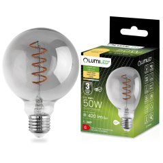 Dekoratívna LED žiarovka E27 G95 6W = 50W 420lm 2200K Teplé 360° vlákno LUMILED GLOBE Smokey