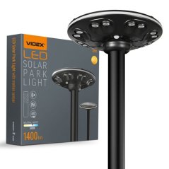 LED pouličné solárne záhradné svietidlo so snímačom pohybu 15W 1400lm 3000K-5000K CCT čierna VL-GLSO-1254-S Videx
