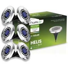 Súprava 6x LED solárne záhradné lampy HELIS zapichovacie disky do zeme 4000K IP44 LUMILED