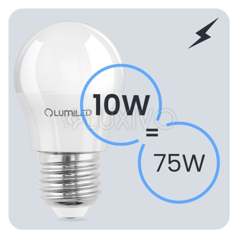 LED žiarovka E27 guľa P45 10W = 75W 1100lm 6500K studená 180° LUMILED