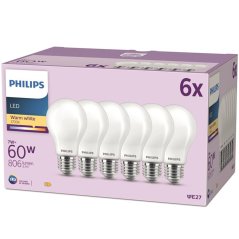 Sada 6x LED žiarovka E27 A60 7W = 60W 806lm 2700K Warm Filament Milk PHILIPS