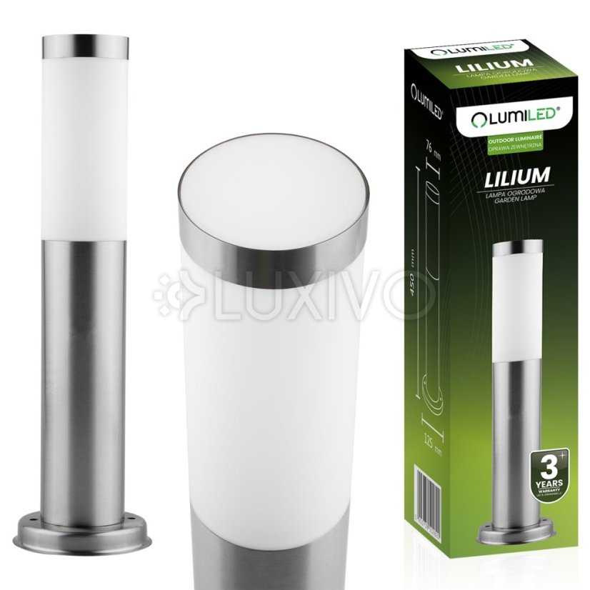 Vonkajšia záhradná lampa E27 INOX PIPE 45cm Lilium Lumiled