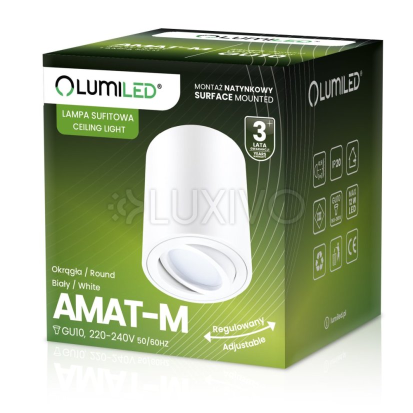 Prisadené halogénové bodové svietidlo AMAT-M - GU10 - LUMILED okrúhle biele 84 mm