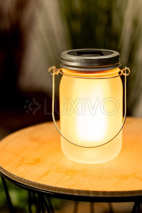 Záhradný lampáš LED Solar Jar Flame 13cm