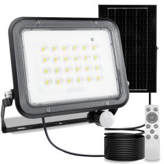 Solárne LED halogénové reflektory 100W Záhradná lampa 4000K IP65 PIR senzor pohybu + diaľkové ovládanie FULGOR LUMILED