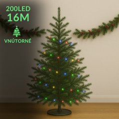 Vianočná led svetelná reťaz vnútorná - 200led - 16m multicolour