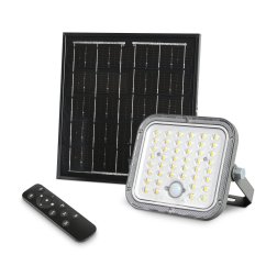 LED reflektor solárny so senzorom 20W 1400lm 5000K neutrálna 90° 3, 2V IP65 IK07 nástenný sivý VIDEX