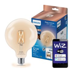 LED žiarovka E27 Sphere G125 7W = 60W 806lm 2700-6500K TW FILAMENT Smart SMART WiFi Bluetooth App WiZ Philips