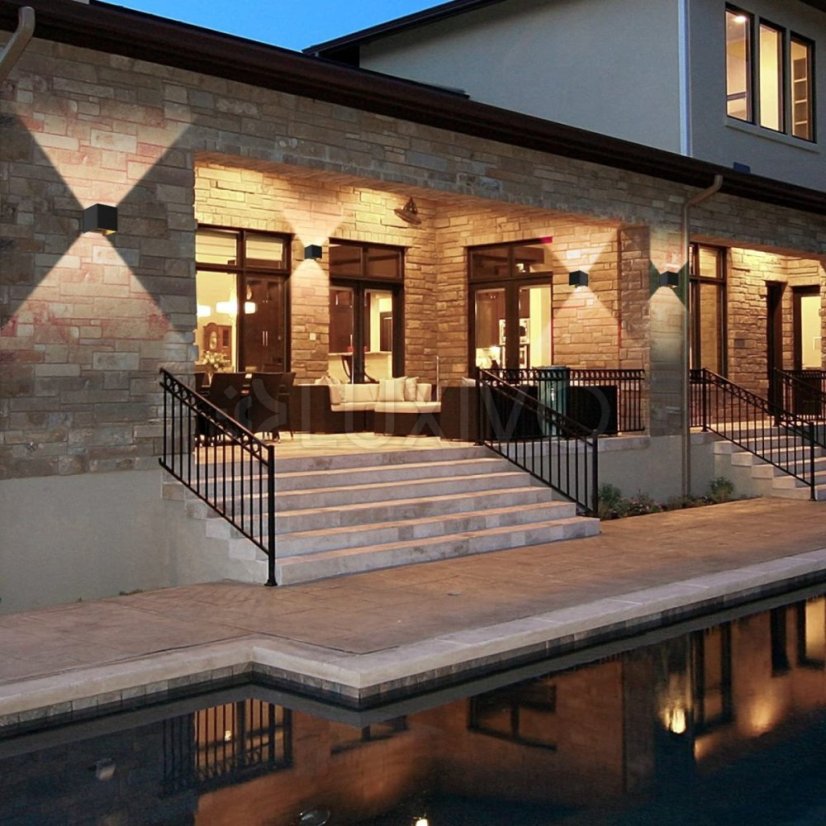 LED fasádne nástenné svietidlo 2x3W 4000K Nastaviteľné zhora nadol Čierna PICEA LUMILED