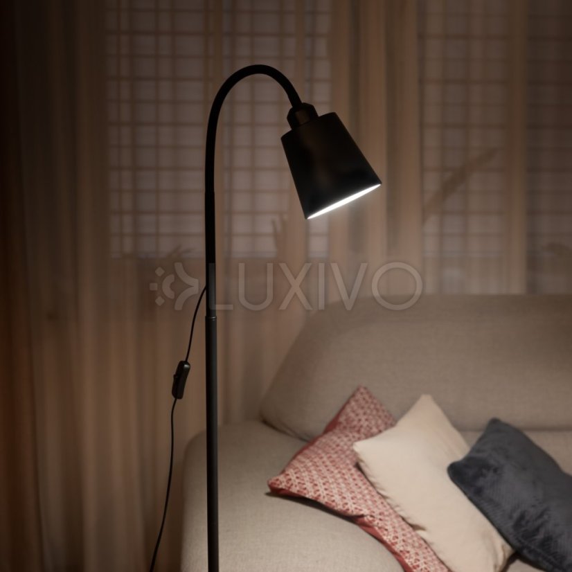 Lampa stojaca podlahová stolová LED E27 čierna s reguláciou výšky Kalso Lumiled