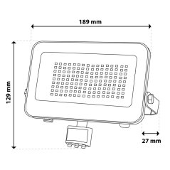 LED reflektor TRINOX 50W 5500lm CCT IP65 sivý so senzorom pohybu a súmraku LUMILED