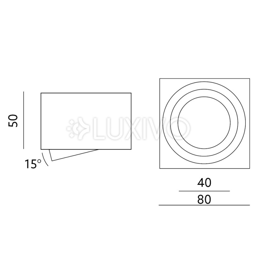 Povrchová montáž svietidla HALOGEN SPOT 50mm White Square Movable OH37S Kobi