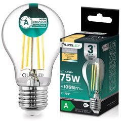 LED žiarovka E27 A60 4, 9W 1055lm = 75W 2700K teplá 360° filament trieda A LUMILED