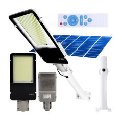 LED solárna pouličná lampa výkonná - 2200W - 6500K + diaľkové ovládanie - biela