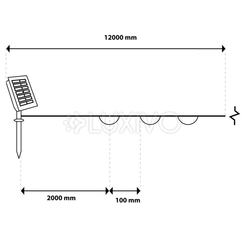 Solárna záhrada Girlanda 100 LED 12m 2700K Teplá biela LUMILED