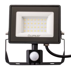 LED reflektor ZUNA2 30W 2700lm 4000K IP44 Black Senzor pohybu LUMILED