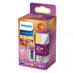 LED žiarovka E27 Ball P45 3,4W = 40W 470lm 2200-2700K Warm CRI90 FILAMENT Dimmable WarmGlow Philips
