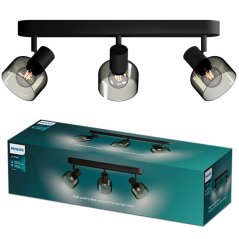 Reflektorová stropná lampa 3x E14 Black Sleet Philips