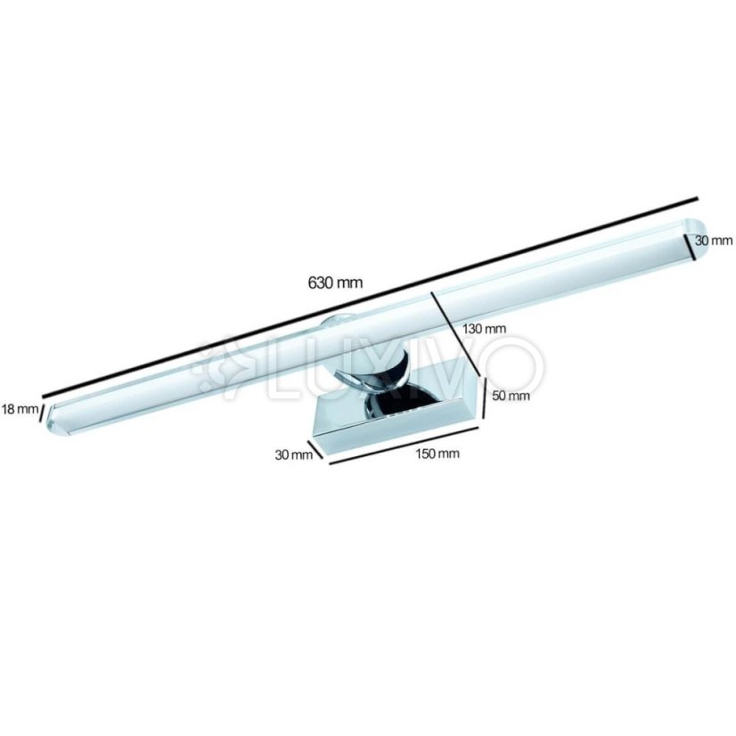 SIRIUS Nástenné svietidlo Chrome LED 12W Nástenné svietidlo 60cm Moderné ProVero