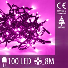 Vianočná led svetelná reťaz vnútorná - 100led - 8m ružová