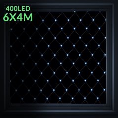 Vianočná led svetelná sieť vonkajšia - 400led - 6x4m studená biela