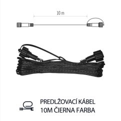 Predlžovací kábel pre spojovateľné reťaze - 10m - čierny