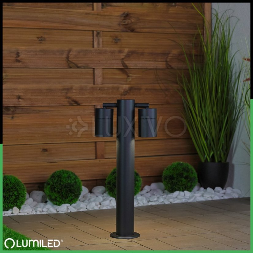 Záhradná lampa svietidlo stĺpik reflektor vonkajšia stojaca 45 cm 2x GU10 ASTI LUMILED