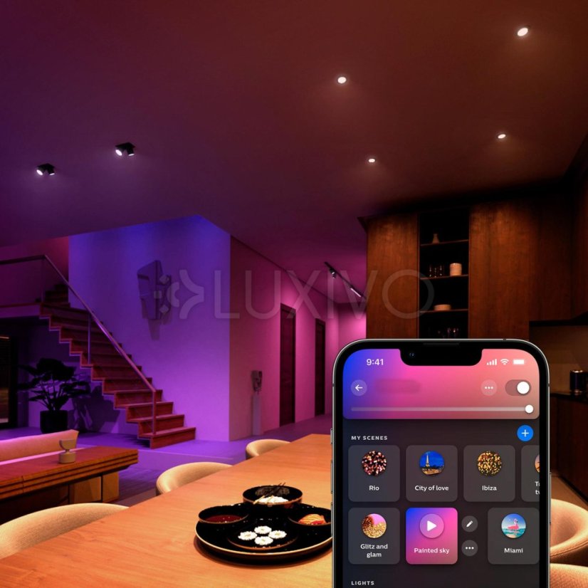 3x LED žiarovka GU10 s reflektorom 4,2W = 50W 400lm 2000-6500K CCT + RGB SMART Smart Bluetooth ZigBee White and Color Ambiance + Bridge Bridge + PILOT Regulátor Philips HUE Starter Kit