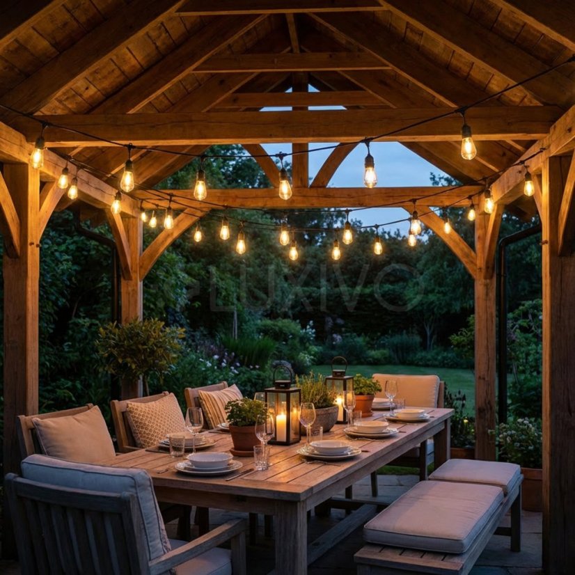 Solárna záhradná girlanda 15x LED ozdobné žiarovky 10, 4m 2700K teplá + diaľkový ovládač IP65 SOLLIS 2 LUMILED