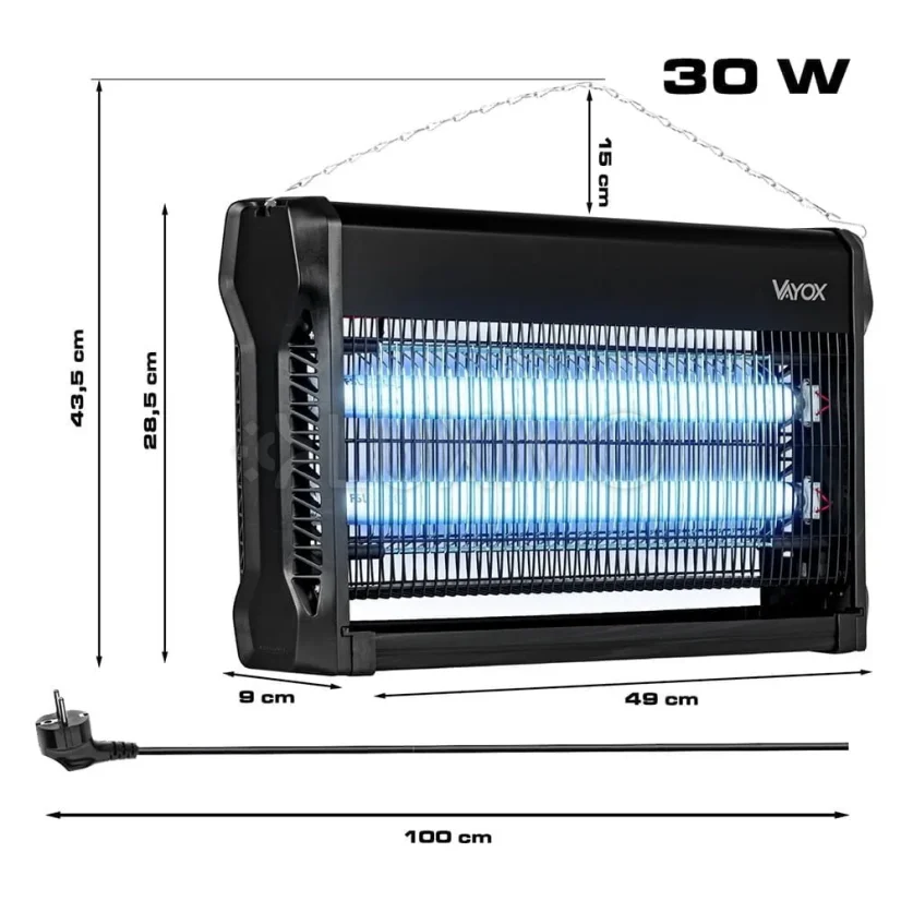 Insekticídna lampa Elektrická pasca 120m2 na muchy komáre hmyz VAYOX