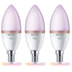 3x LED žiarovka E14 Candle C37 4,9W = 40W 470lm 2200-6500K RGB + TW Smart SMART WiFi Bluetooth App WiZ Philips