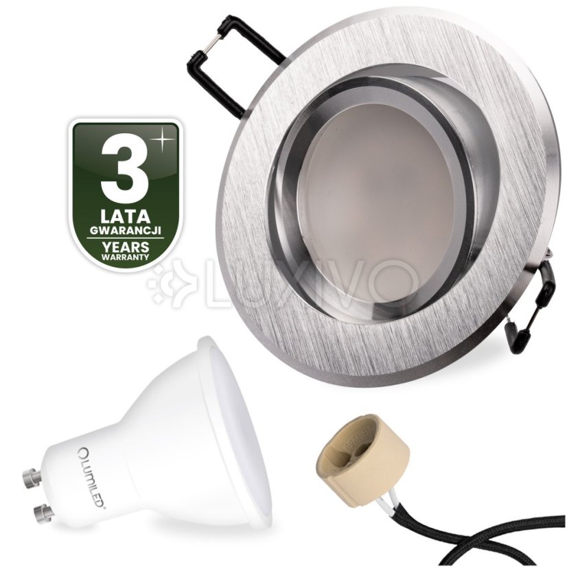 Zapustené halogénové svietidlo okrúhle pohyblivé TRIX 3v1 GU10 6W 4000K brúsené strieborné LUMILED