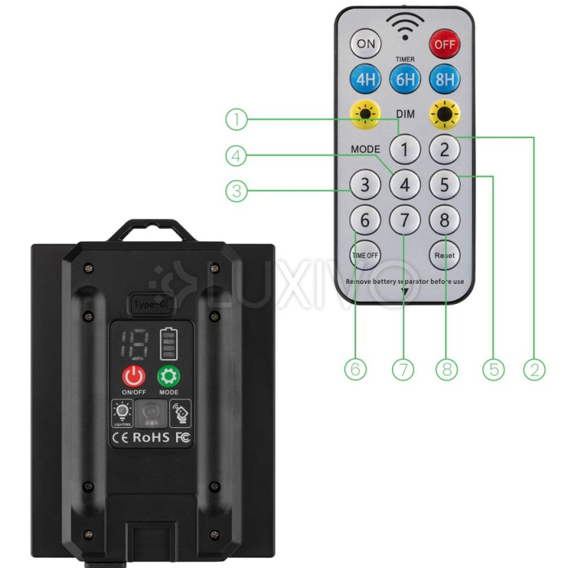 Solárna záhradná girlanda 40x LED ozdobné guľôčky 19, 55m 2700K teplá + diaľkový ovládač CALLIS2 LUMILED