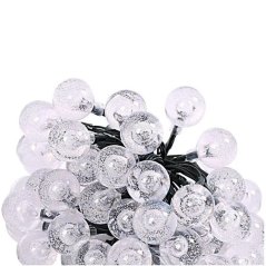 Solárna záhradná okrasná girlanda Svetelná reťaz 20 guličiek Teplá farba 400 cm