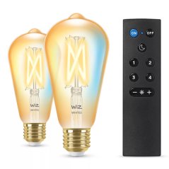 2x LED žiarovka E27 Edison ST64 7W = 50W 640lm 2000-5000K TW FILAMENT Amber Smart SMART WiFi Bluetooth aplikácia WiZ + diaľkové ovládanie