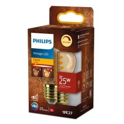 LED žiarovka guľová E27 P45 3W = 25W 250lm 2200K teplé vlákno jantárová PHILIPS stmievateľná